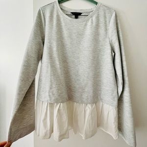 Banana Republic grey sweater business casual with white detailing